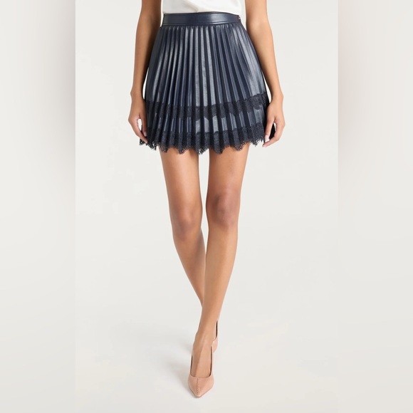 Cinq a Sept Vegan Leather Laney Skirt- in Black - Picture 3 of 6